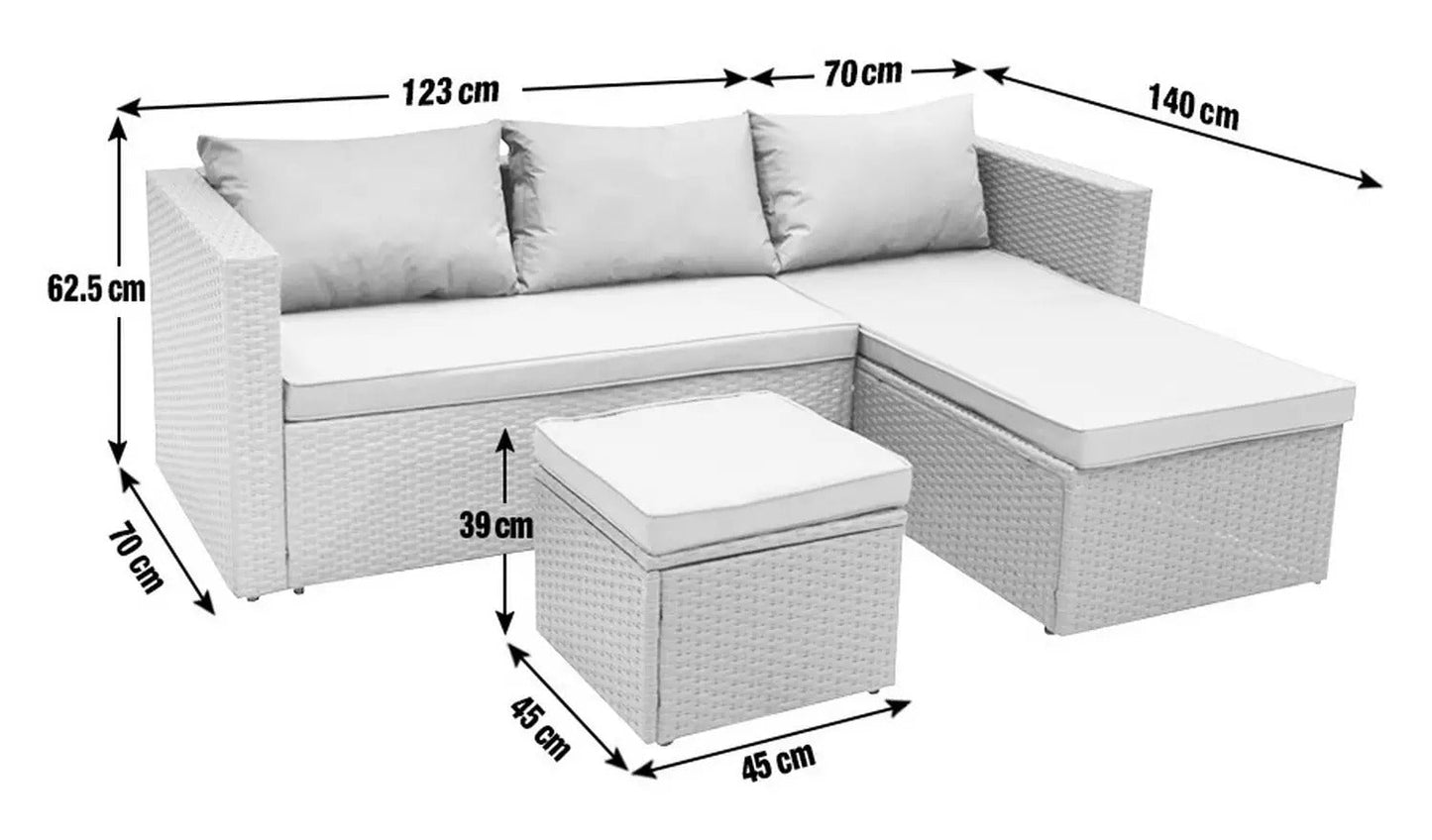 Rattan Outdoor Mini Corner Sofa Settee With Storage - Couchek
