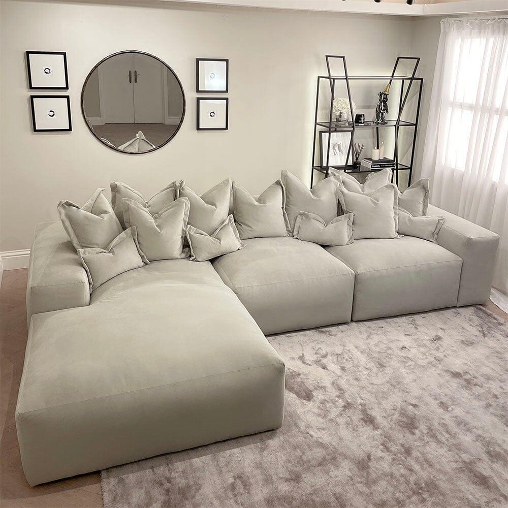 Lenox Silver Velvet Pillow Back Sofa Range